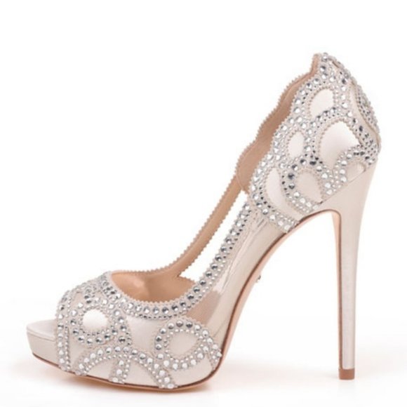 badgley mischka witney embellished peep toe pump